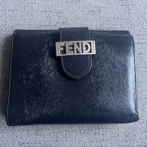 Fendi Black leather compact wallet